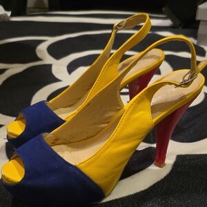 Colorful Peep-Toe Slingback Heels